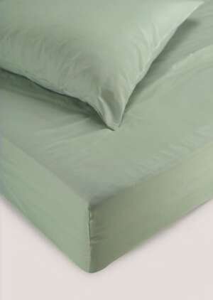 Jasnozielony, bardzo miąkki zestaw prześcieradła i poszewki na poduszką