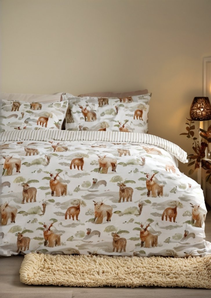 Komplet pościeli w kolorze zielonym Highland Cow