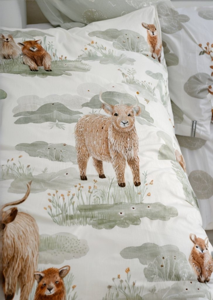 Komplet pościeli w kolorze zielonym Highland Cow - obrazek 2