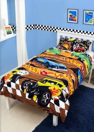 Zestaw dwustronnych poszewek na kołdrą Hot Wheels Racer