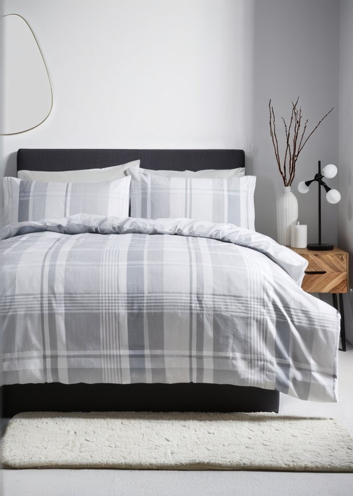 Zestaw pościeli w niebieską kratką