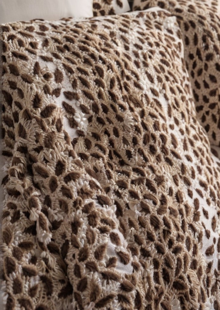 Zestaw pościeli ze sztucznego futra w kolorze brązowym w panterką - obrazek 2