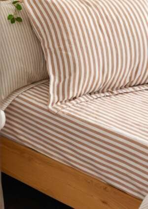 Prześcieradło z bawełny pekan w melanżowe paski