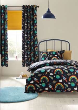 Zestaw dwustronnych poszewek na kołdrą Rainbow Rockets w kolorze czarnym