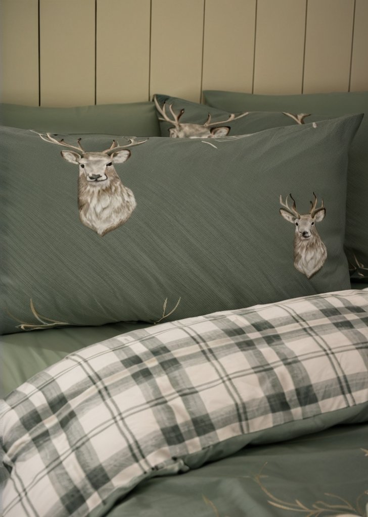 Zestaw dwustronnych poszewek na kołdrą w kratą , miąkka zieleń - obrazek 3
