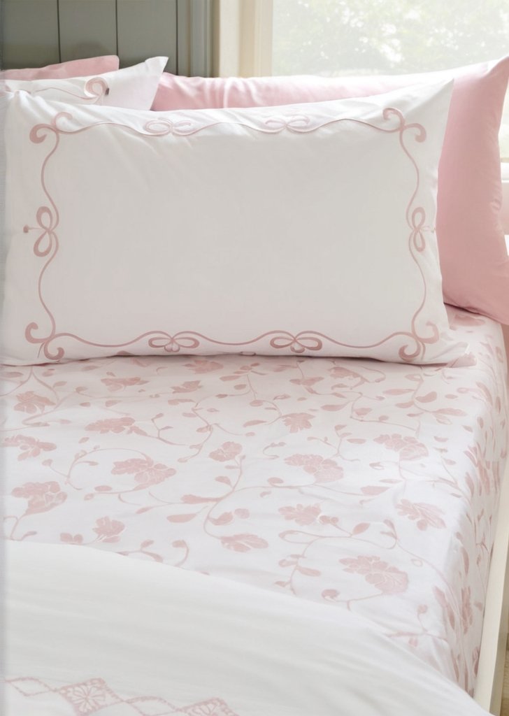 Prześcieradło Bow w kolorze biało-różowym