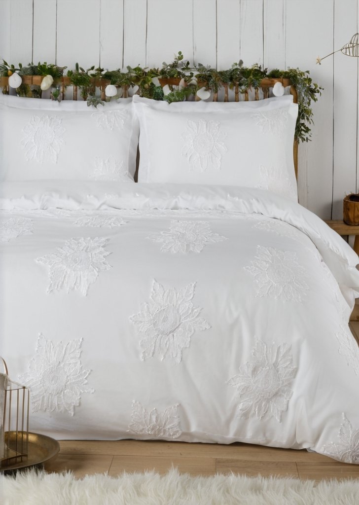 Zestaw pościeli Snow Crystal, miąkki w dotyku, biały