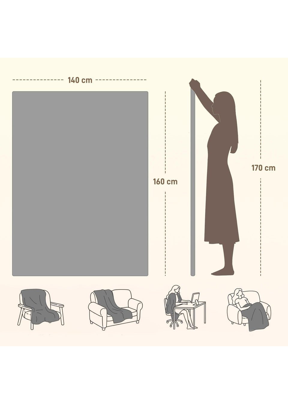 Koc flanelowy elektryczny HOMCOM, 30-55 stopni Celsjusza, 160 l. x 140 W. - obrazek 2